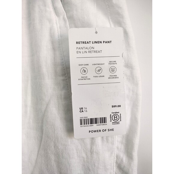 New Athleta Retreat 100% Linen Joggers Pants White Pull On Size 16 NWT Pockets - Picture 12 of 13